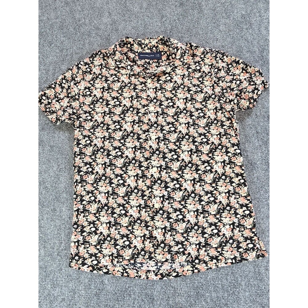 Abercrombie & Fitch Womens XS Floral Button Down Shirt Black Cottagecore